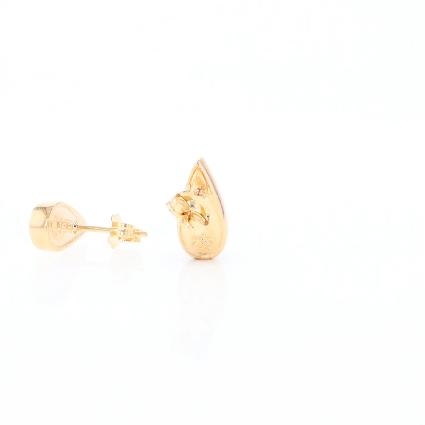 Gold Quartz Earrings Tear Drop Inlaid Studs