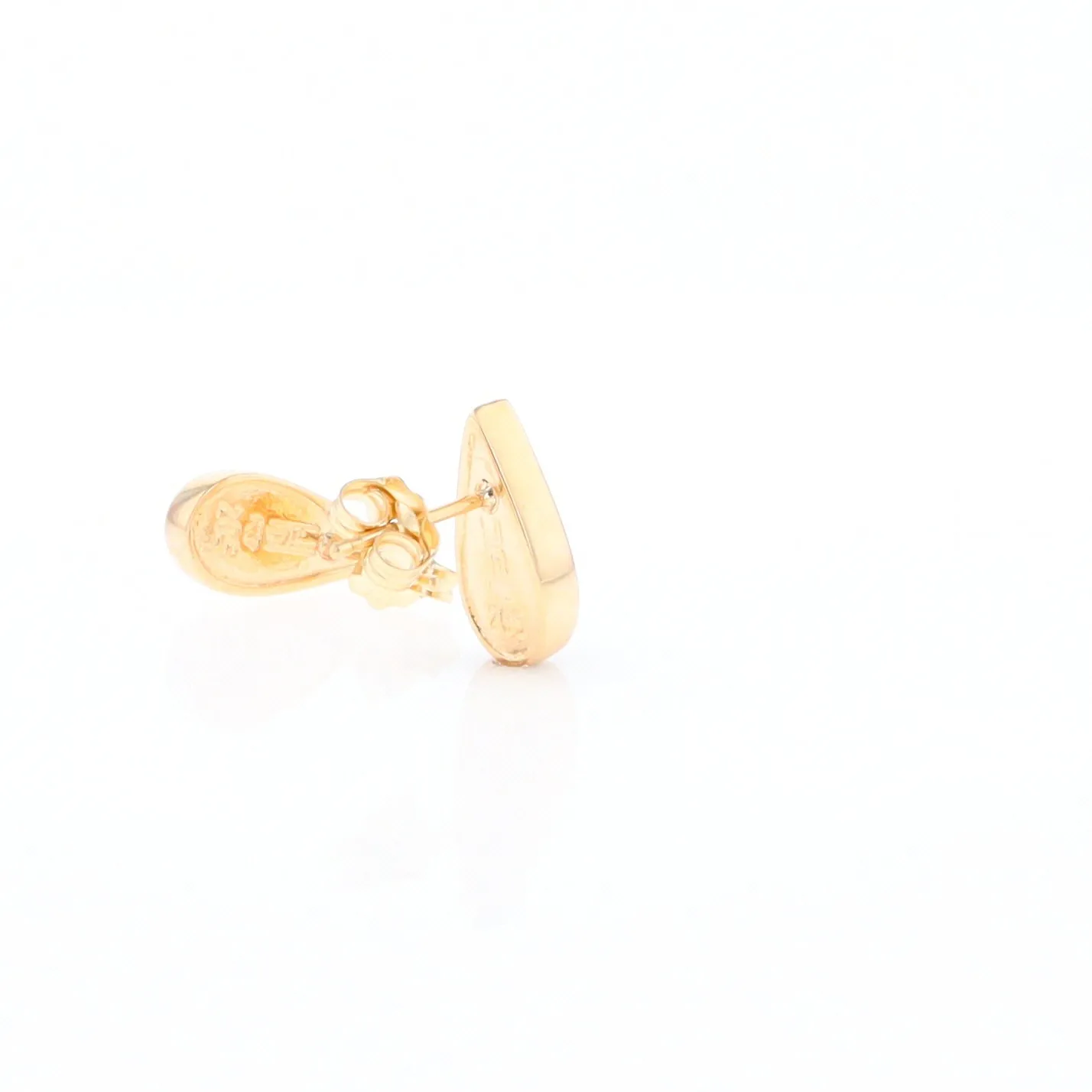 Gold Quartz Earrings Tear Drop Inlaid Studs