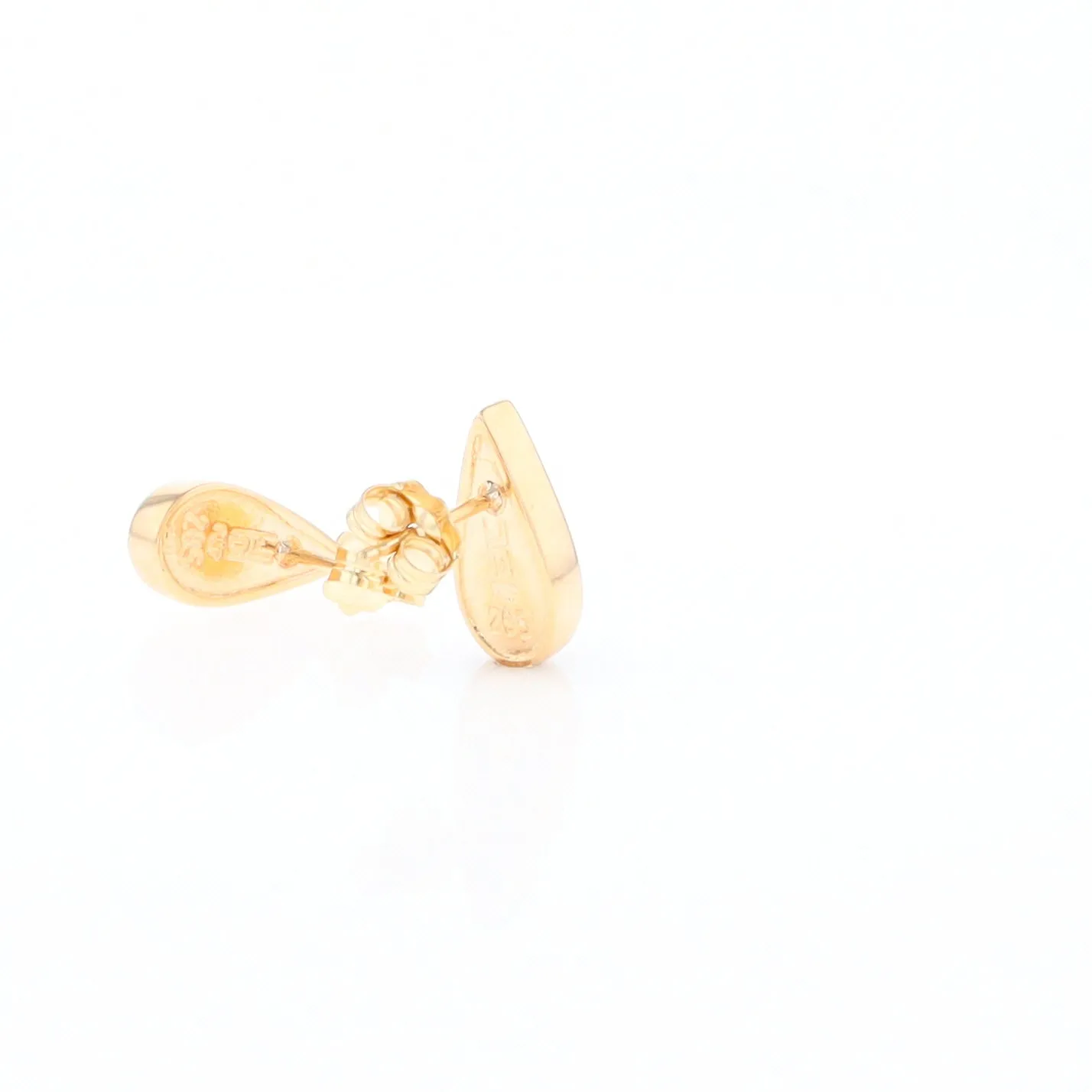 Gold Quartz Earrings Tear Drop Inlaid Studs