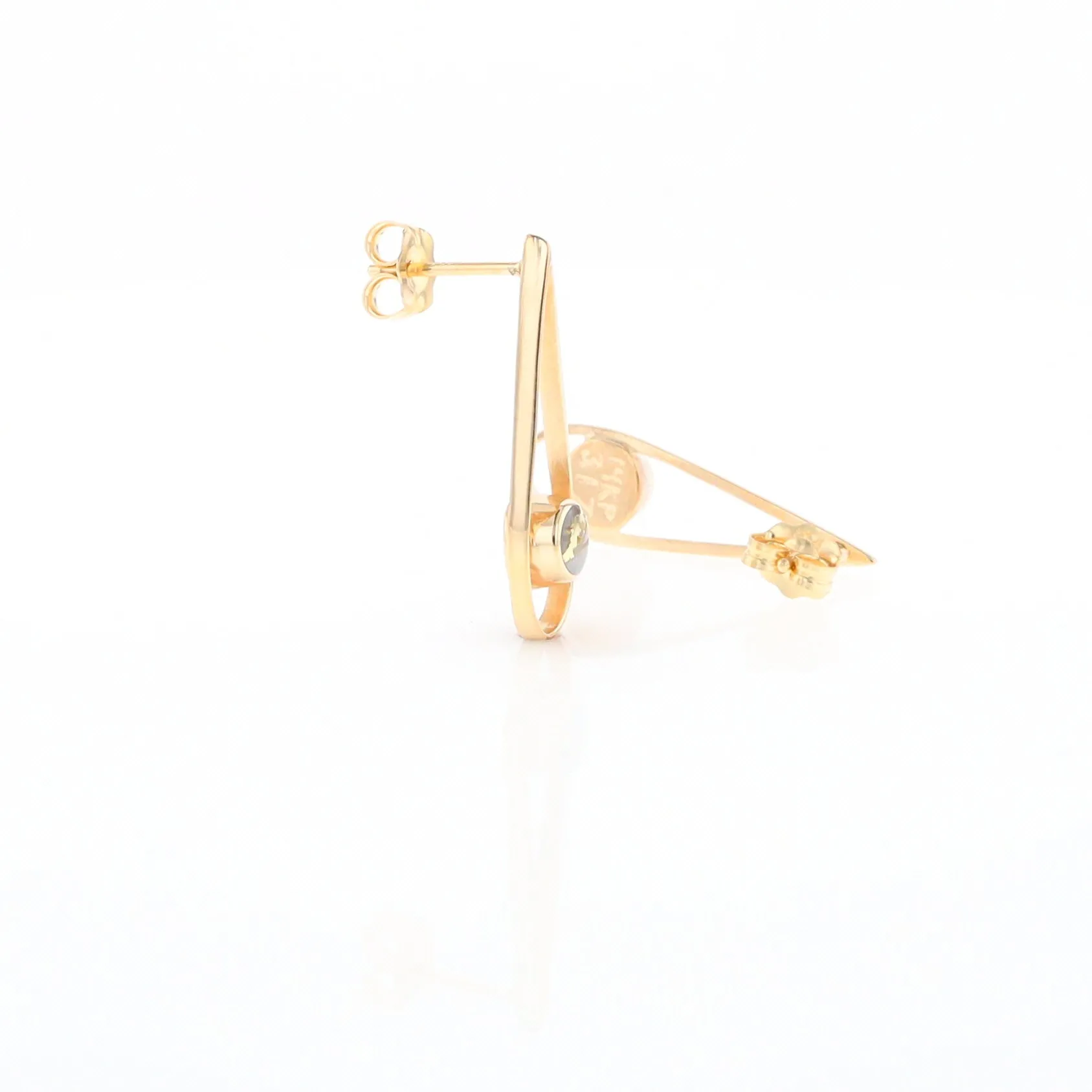 Gold Quartz Round Inlaid Teardrop Earrings - G2