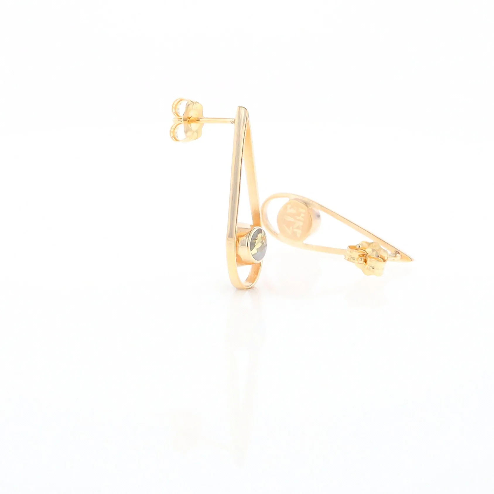 Gold Quartz Round Inlaid Teardrop Earrings - G2