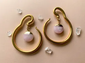 Gold Steel Hangers With Rose Quartz Pendant