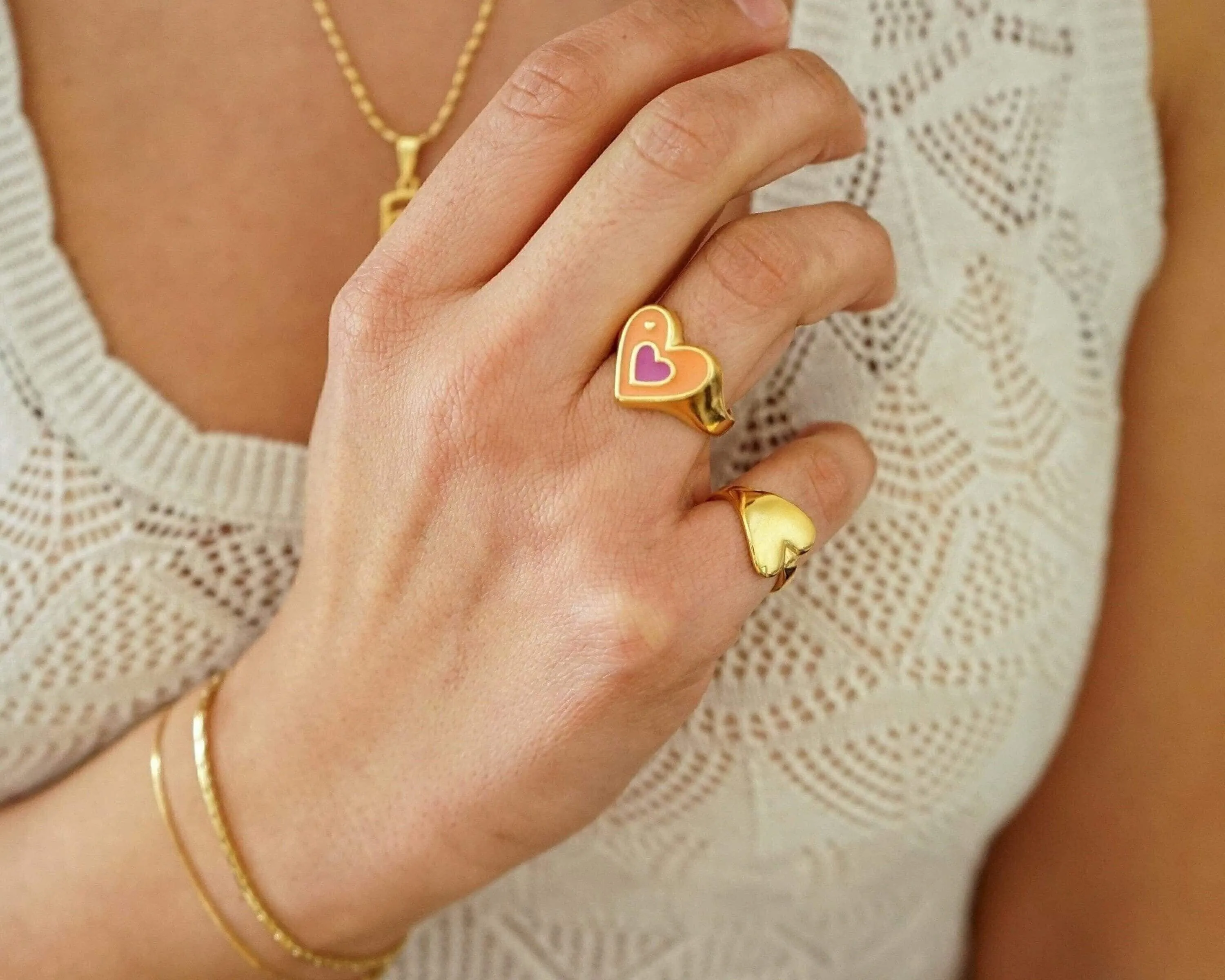 Gold Wrap Heart Pinky Ring