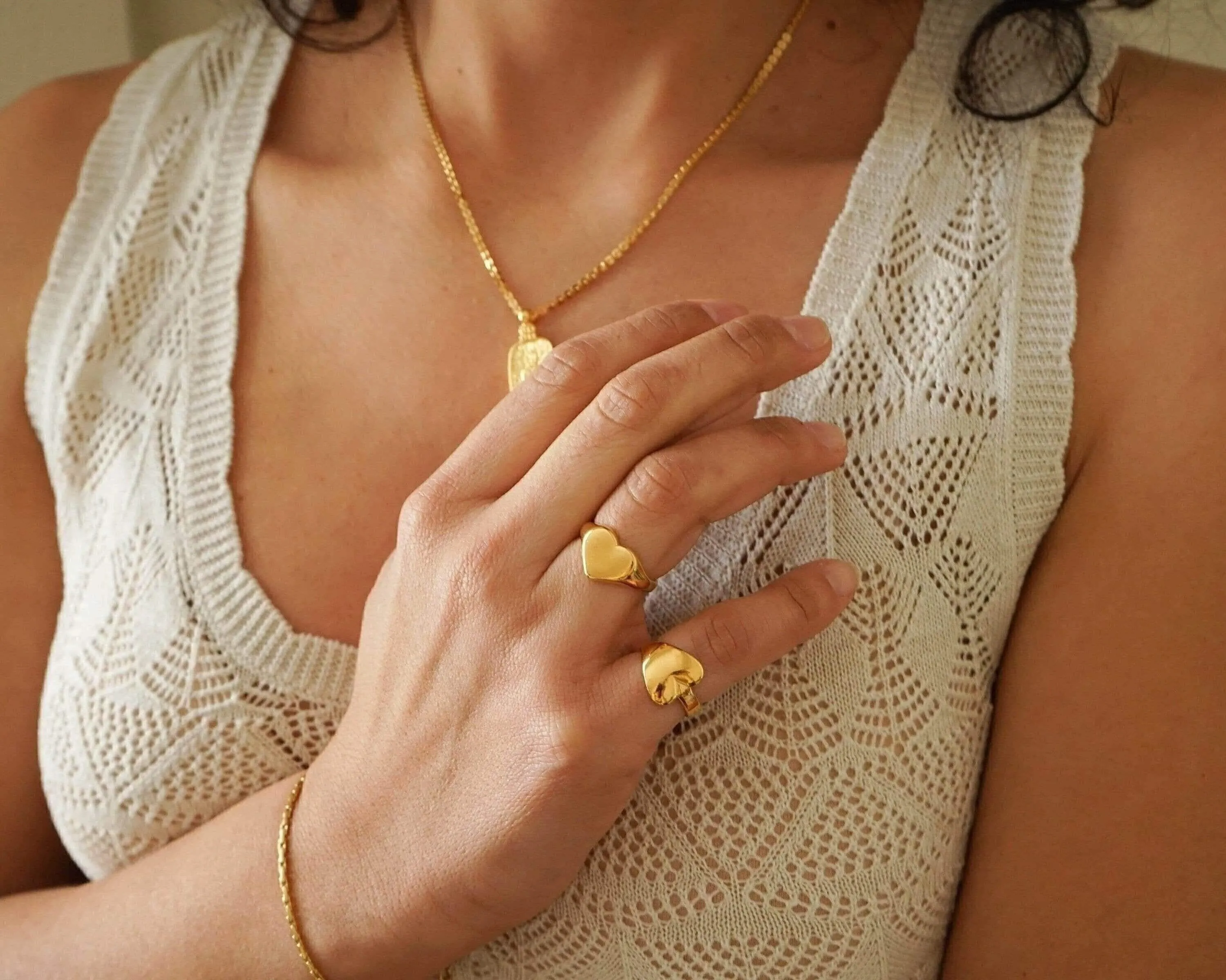 Gold Wrap Heart Pinky Ring