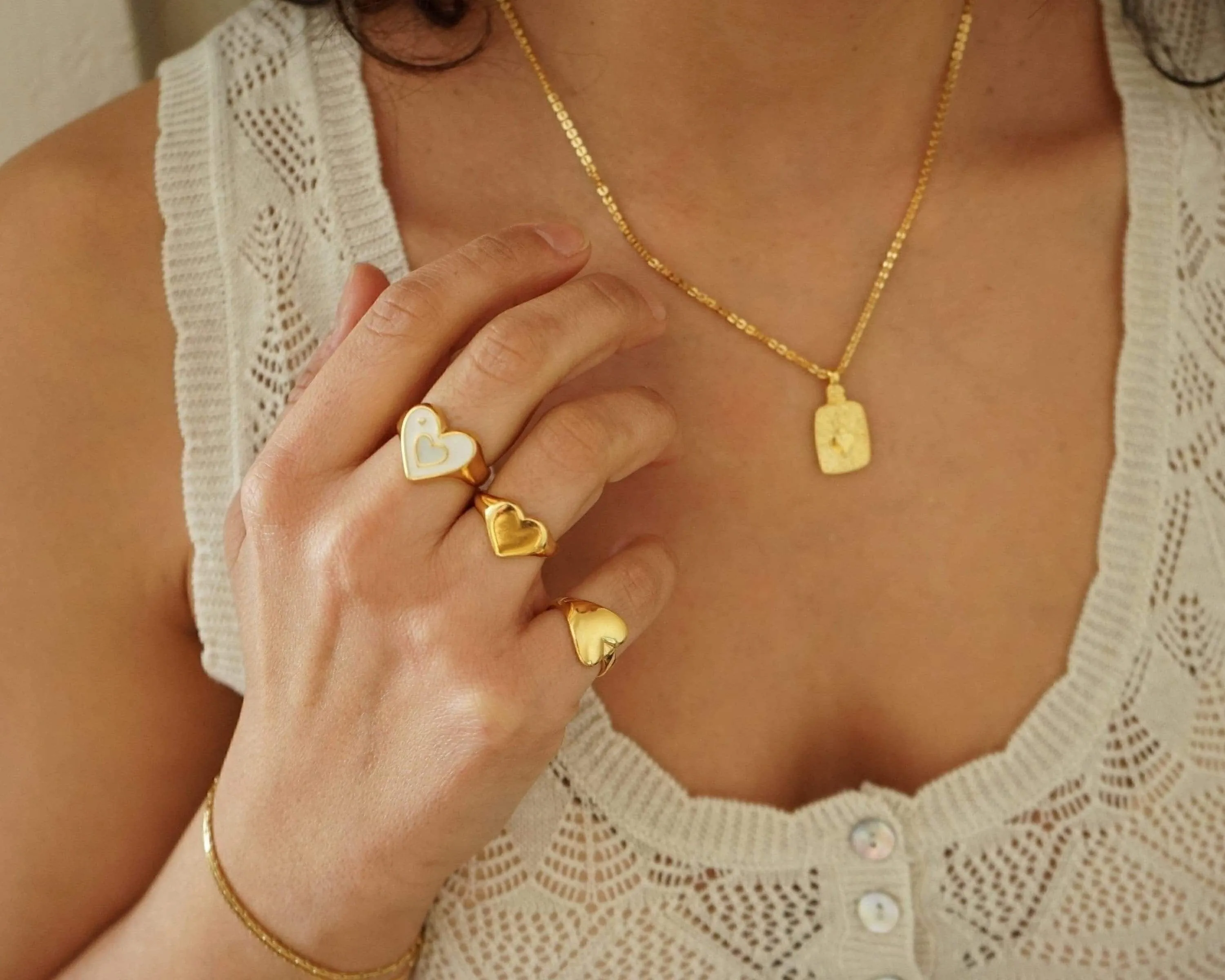 Gold Wrap Heart Pinky Ring