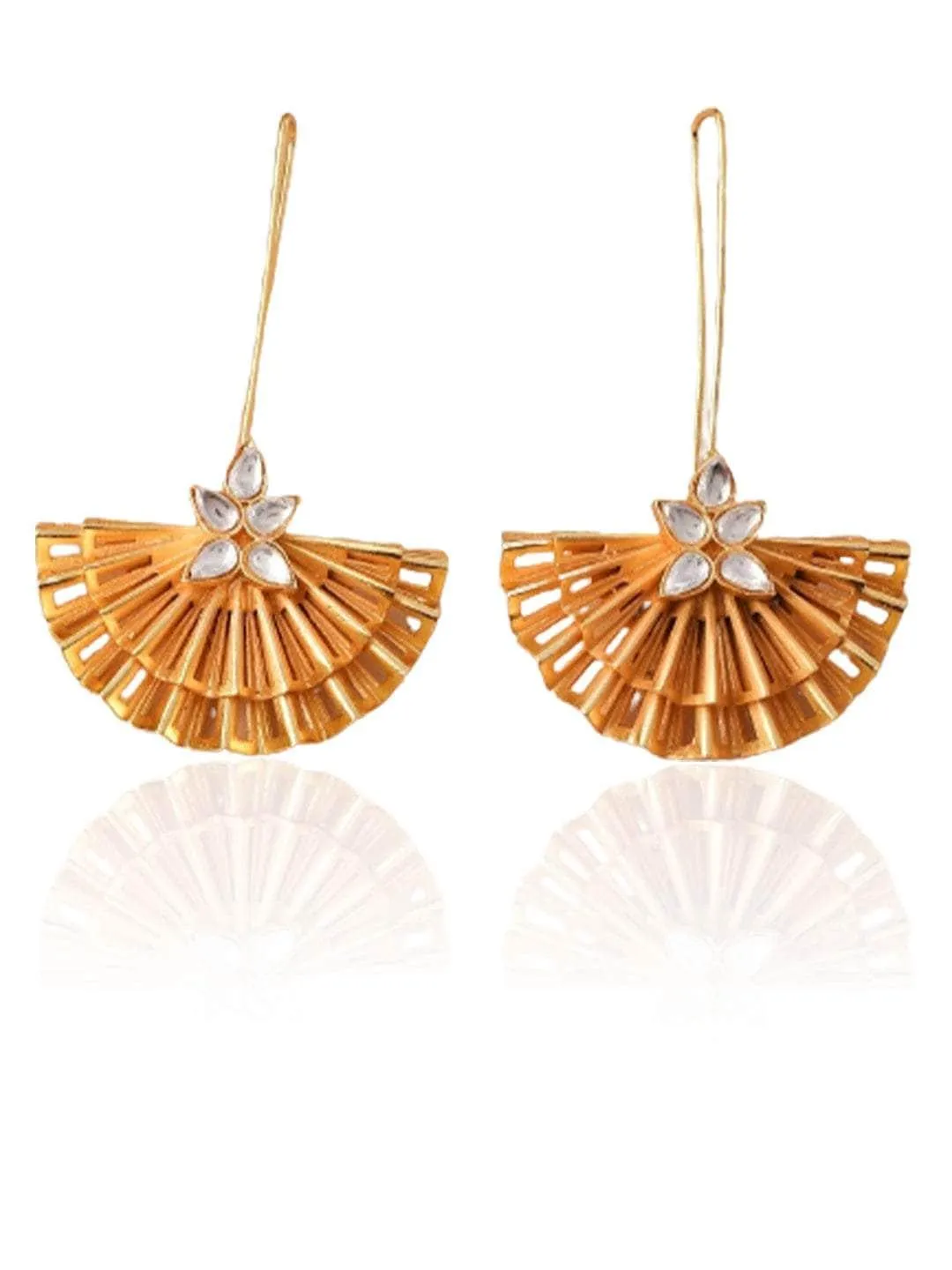 Golden Fan Stripped Hook Earring