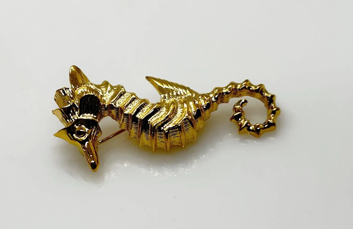 Golden Seahorse Brooch