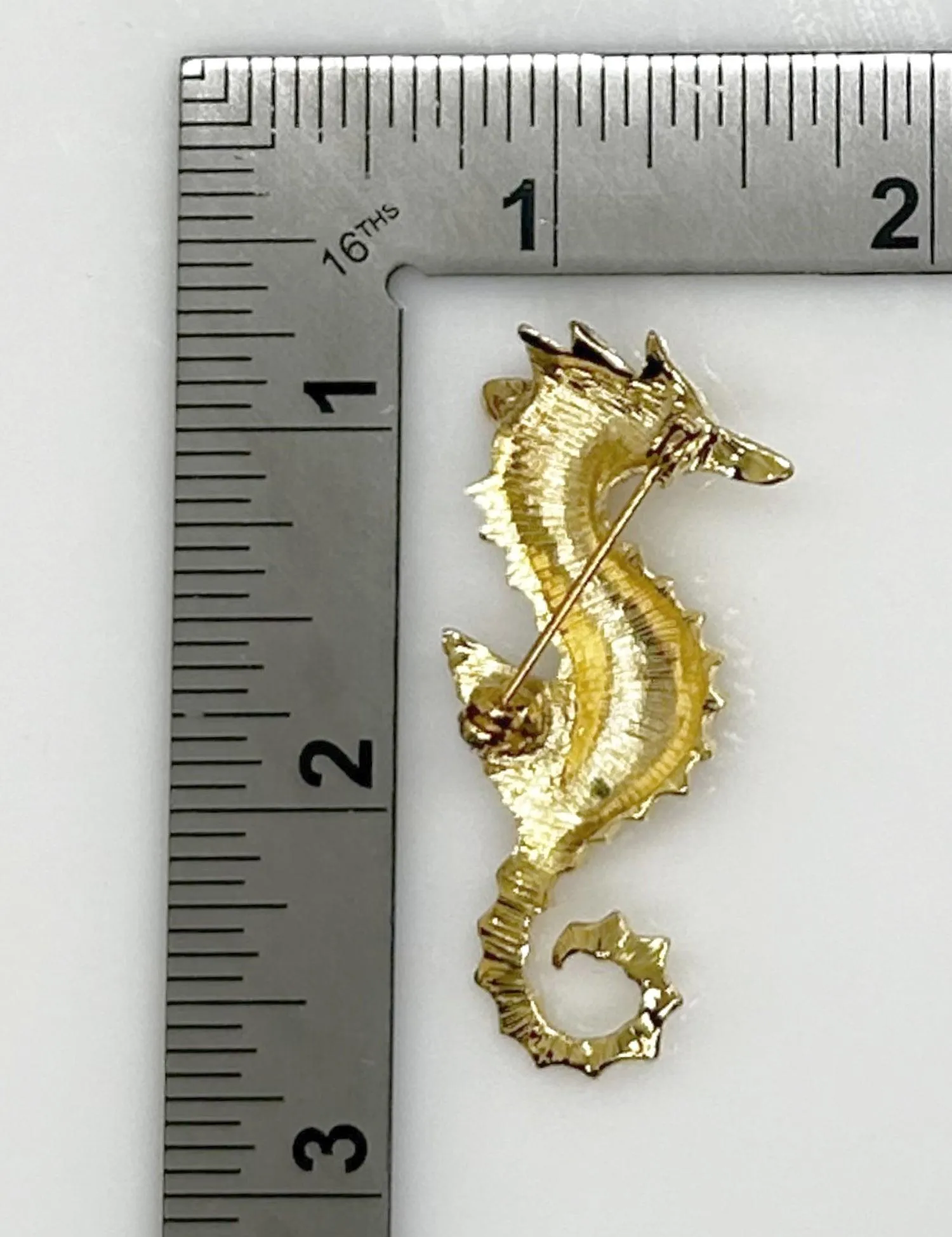 Golden Seahorse Brooch