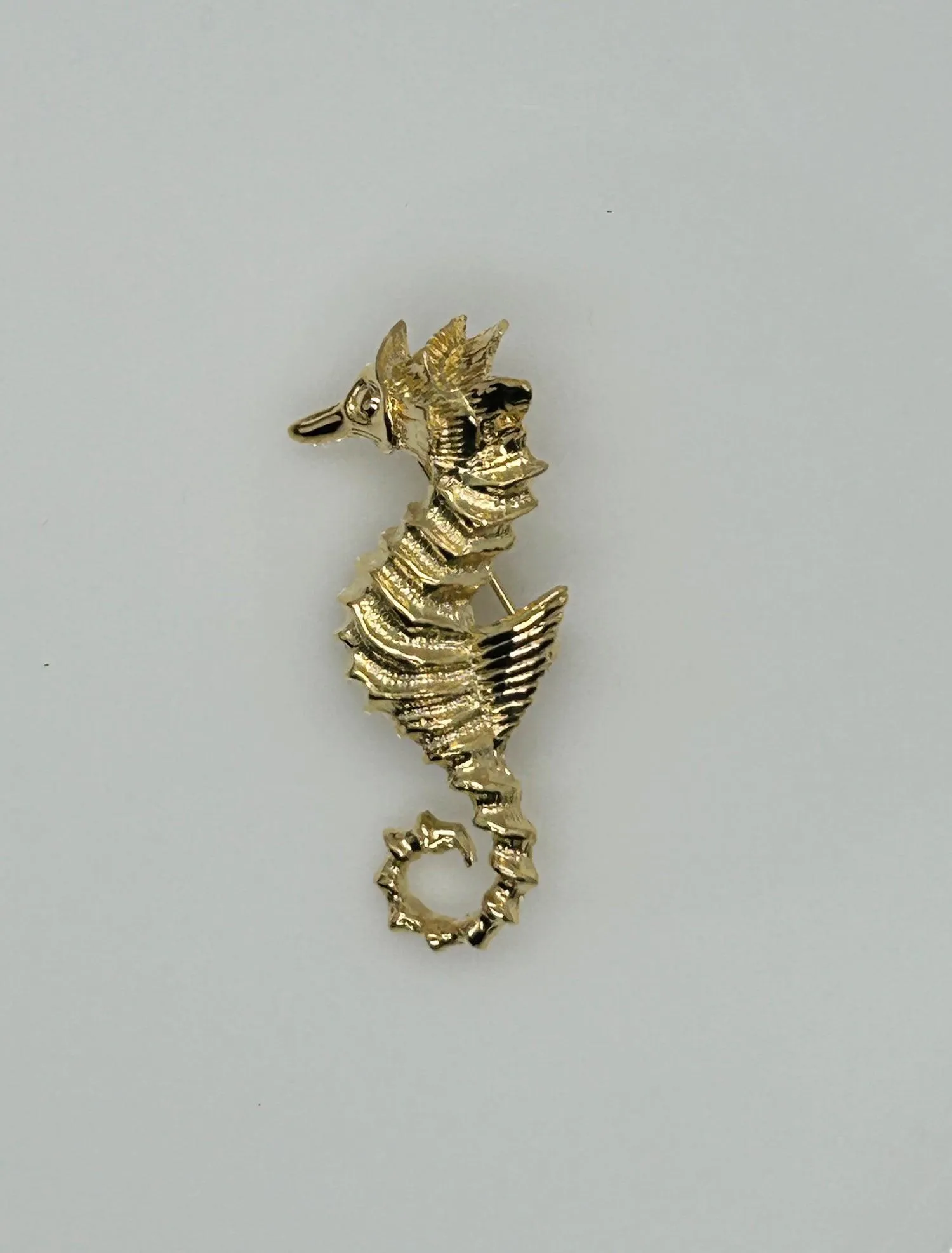 Golden Seahorse Brooch