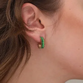 Green Onyx Eternity Hoop Earrings