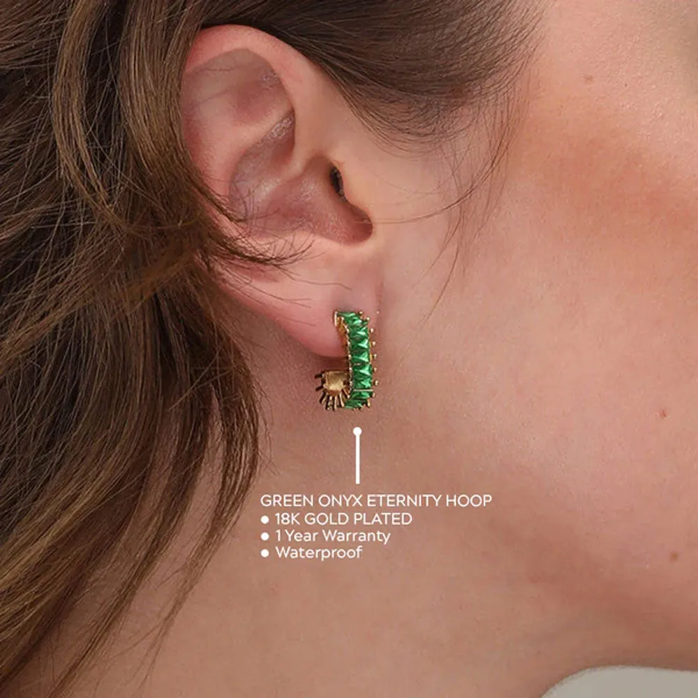 Green Onyx Eternity Hoop Earrings