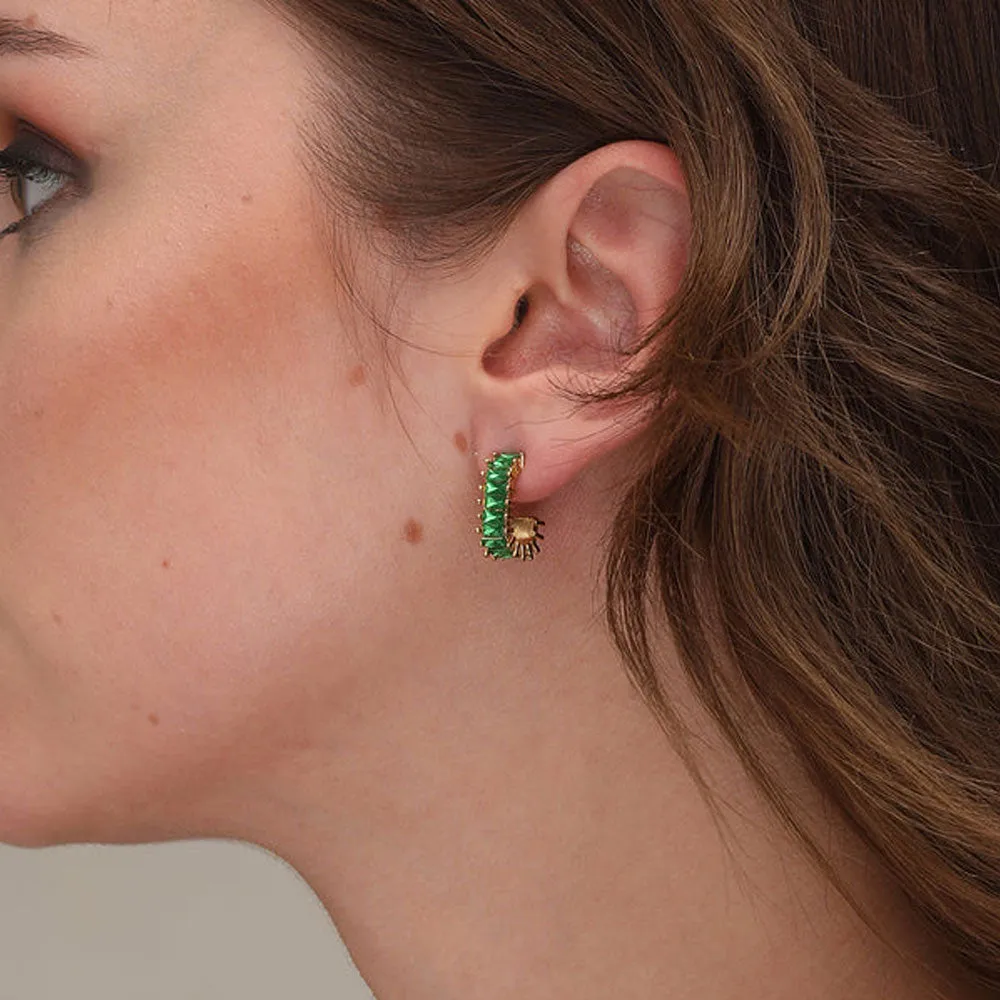Green Onyx Eternity Hoop Earrings