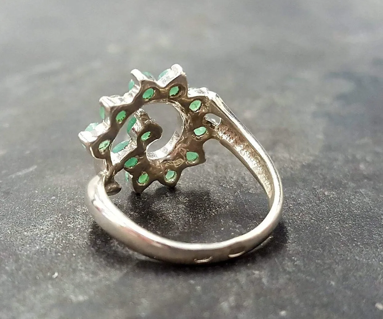 Green Swirl Ring - Genuine Emerald Ring - Vintage Spiral Ring