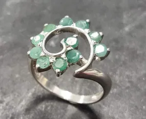 Green Swirl Ring - Genuine Emerald Ring - Vintage Spiral Ring