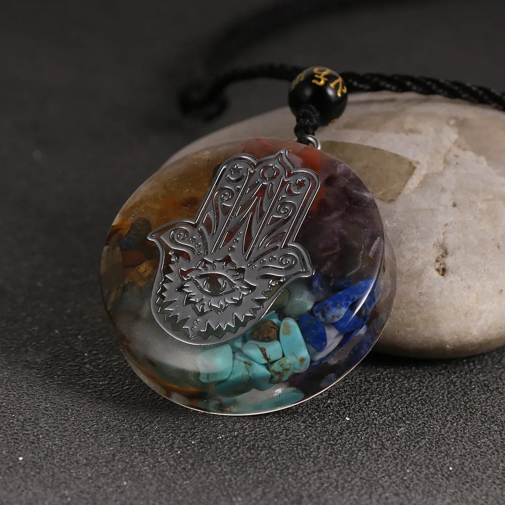 Hand Orange Healing Reiki Orgonite Pendant