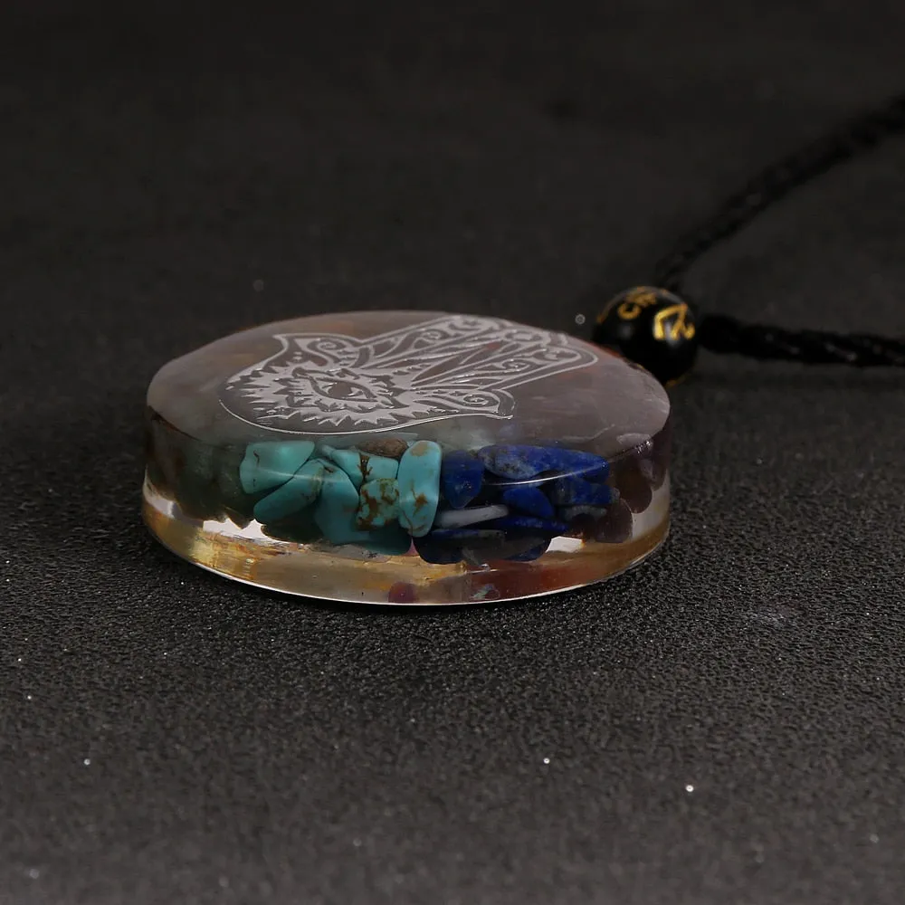 Hand Orange Healing Reiki Orgonite Pendant