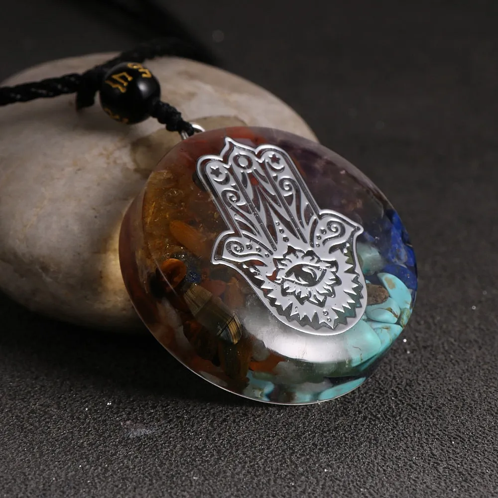 Hand Orange Healing Reiki Orgonite Pendant