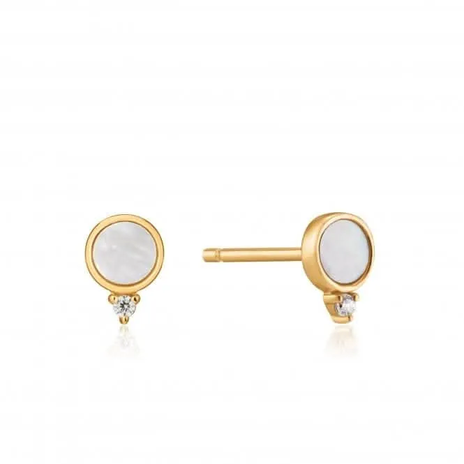 Hidden Gem Shiny Gold Mother Of Pearl Stud Earrings E022-01G