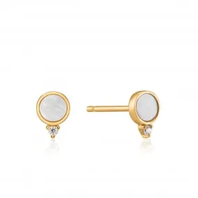 Hidden Gem Shiny Gold Mother Of Pearl Stud Earrings E022-01G