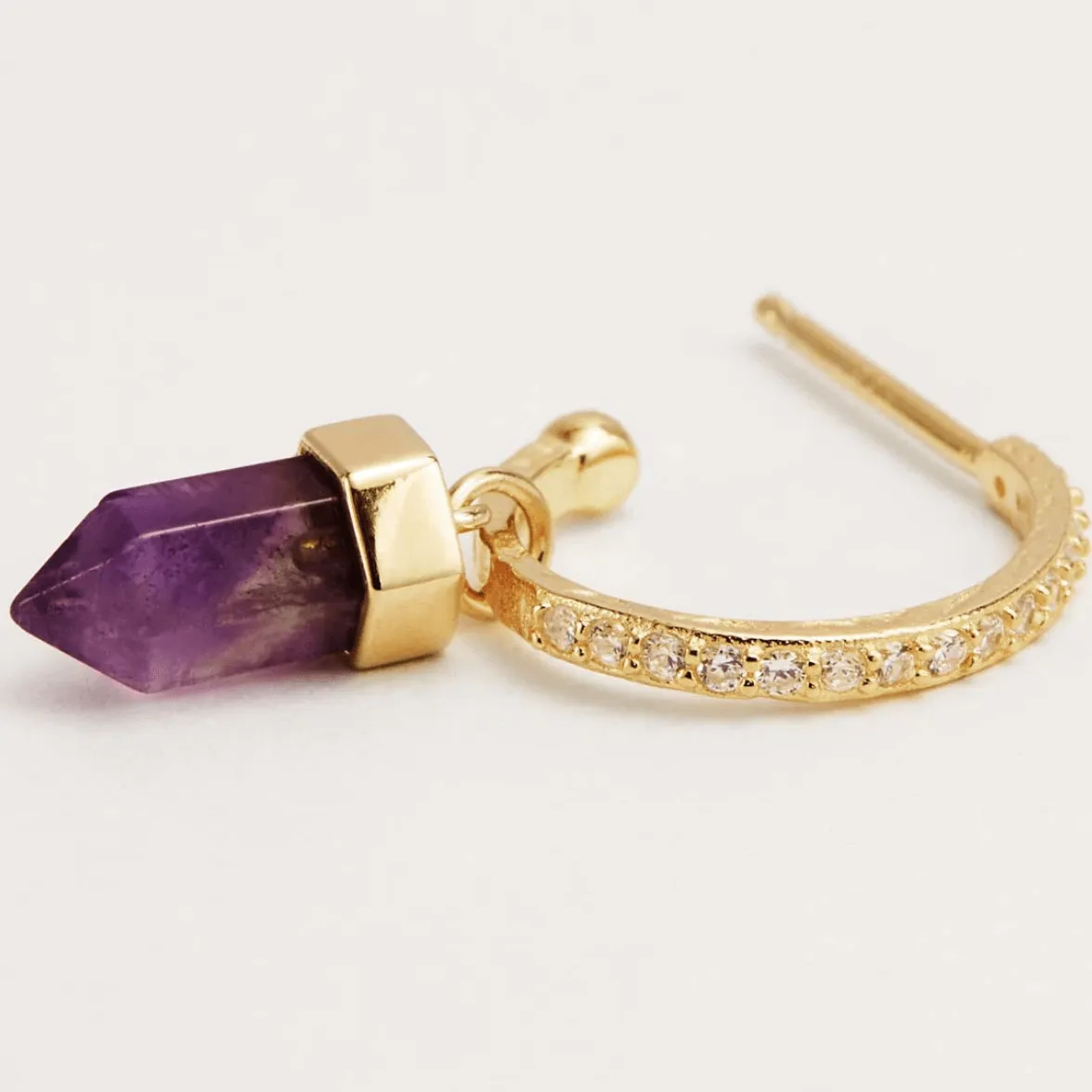 Intention of Protection Amethyst Hoops