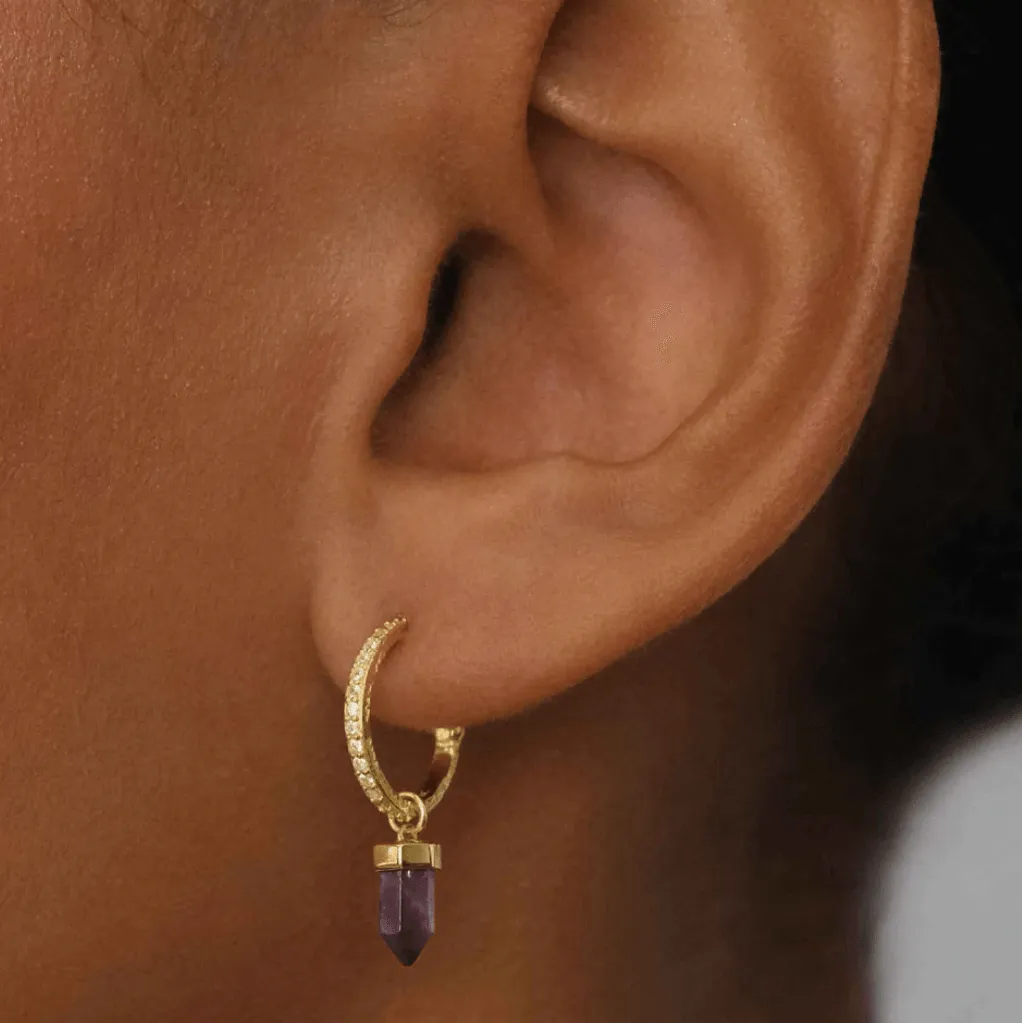 Intention of Protection Amethyst Hoops