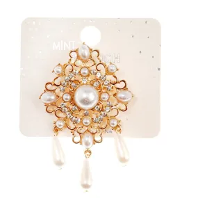 JAH42894-Vintage Pearl Drop Brooch