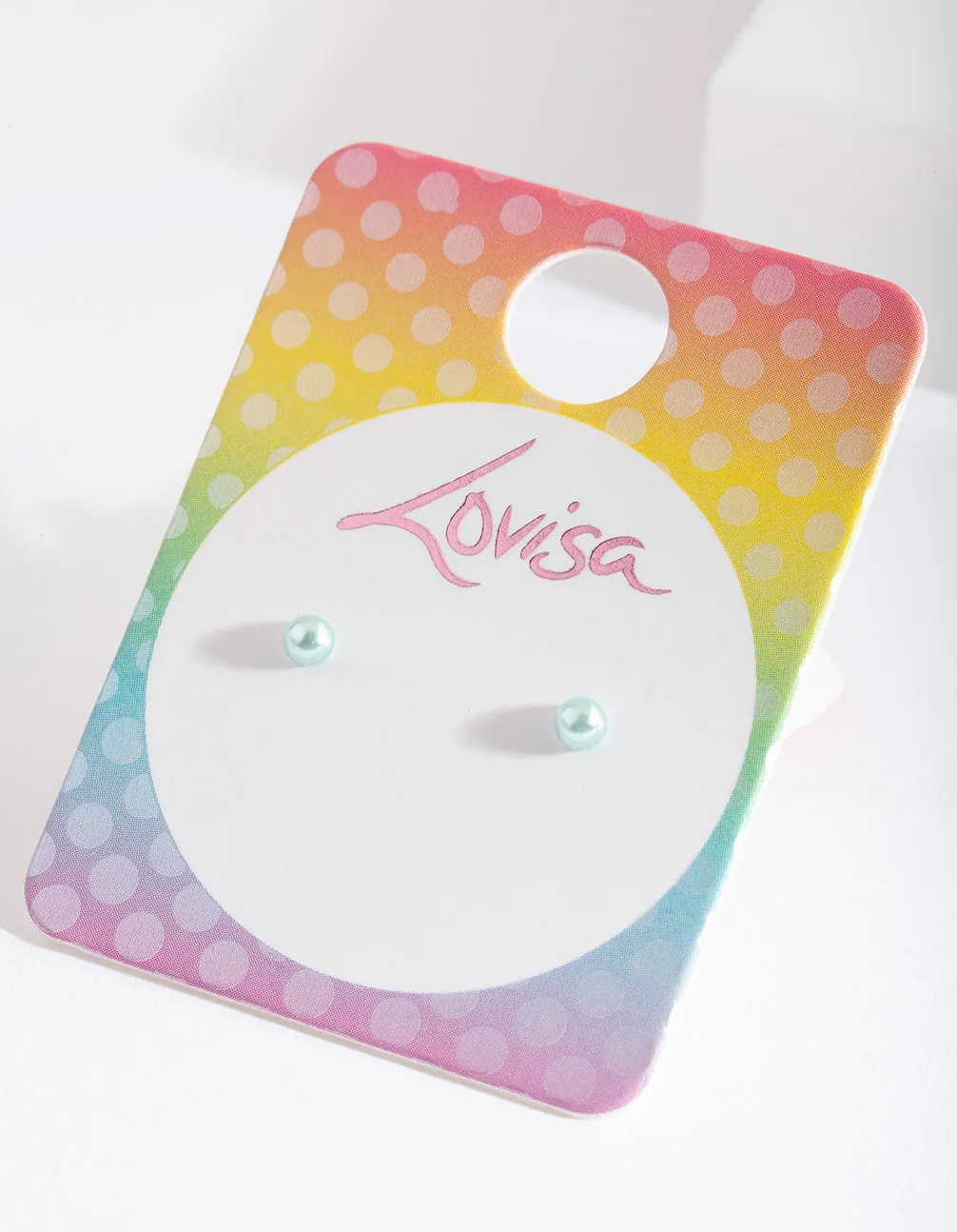 Kids Mini Green Pearl Earrings