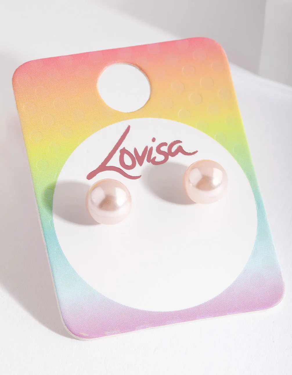 Kids Pink Faux Pearl Earrings
