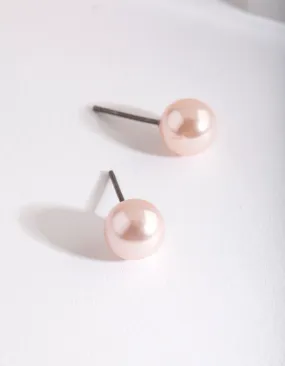 Kids Pink Faux Pearl Earrings