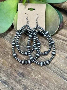 Laredo Double Hoop Faux Navajo Pearl Earrings