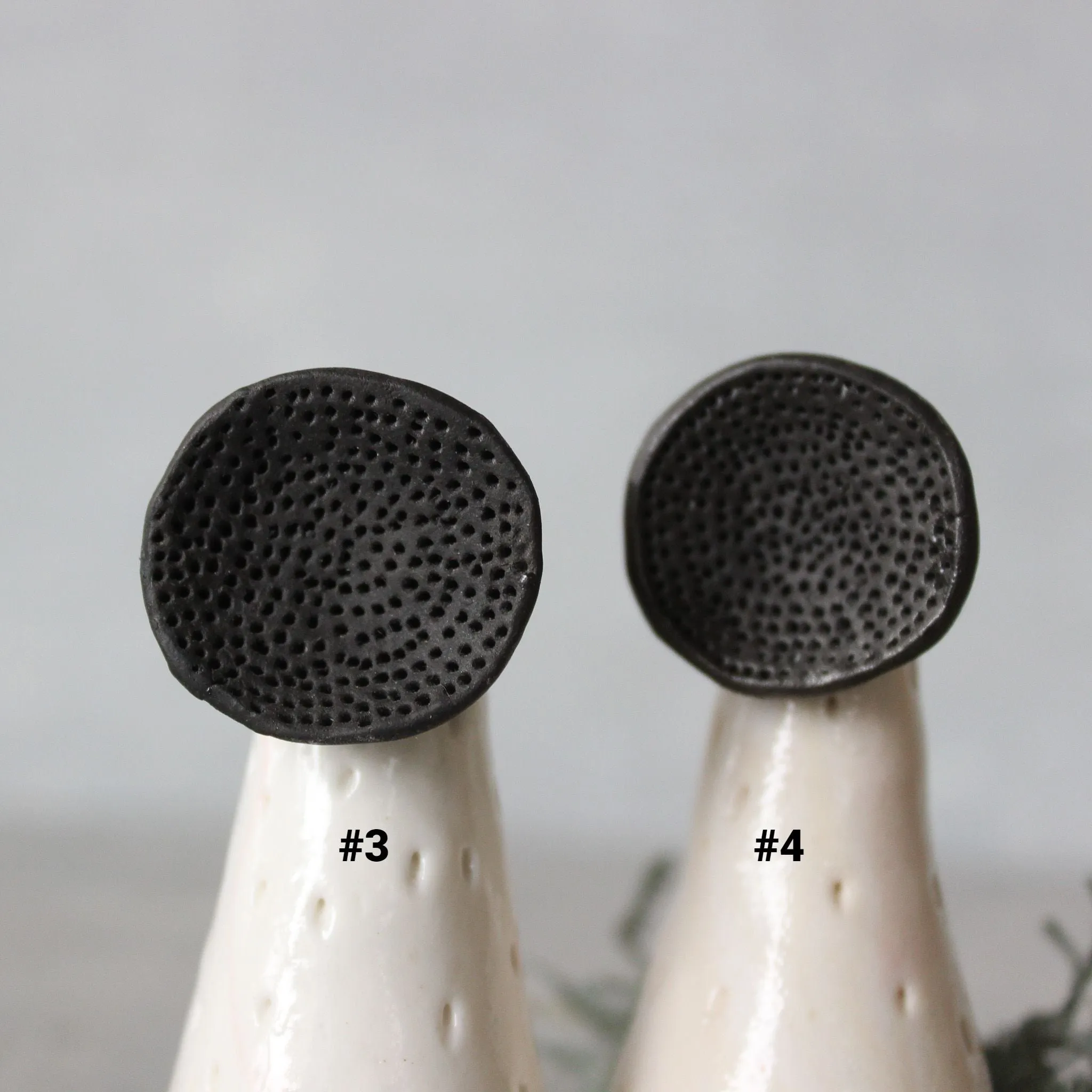 Large Round Coral Porcelain Rings  Black