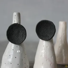 Large Round Coral Porcelain Rings  Black