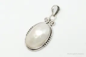 Large Vintage Pearl Sterling Silver Pendant
