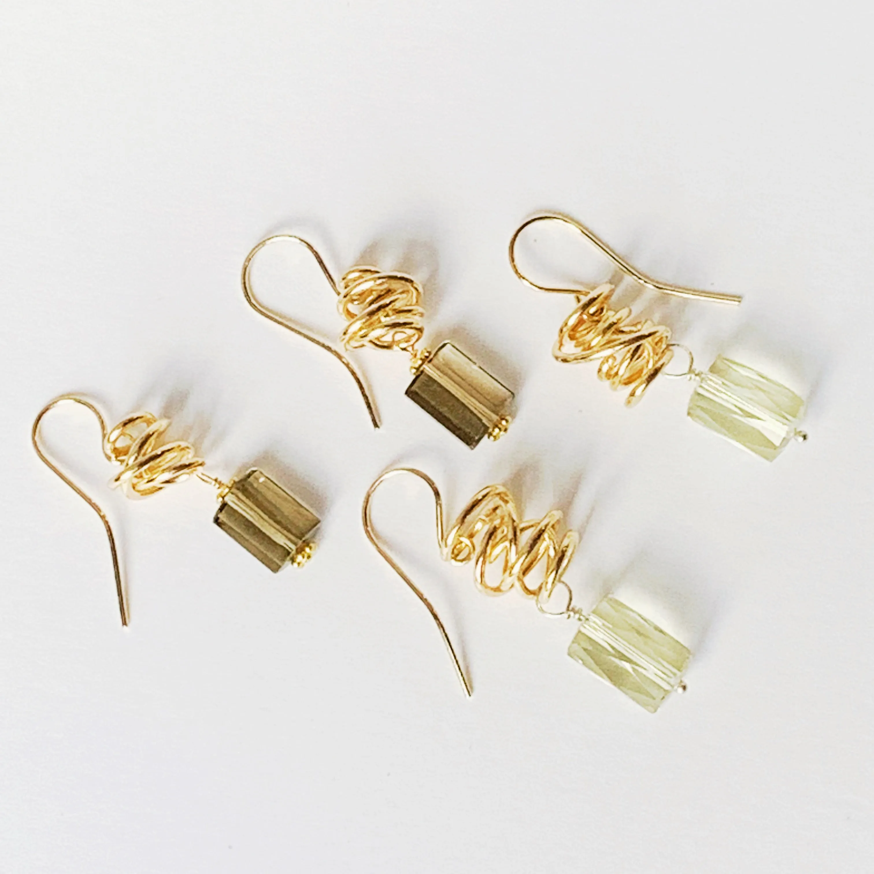 Lemon Quartz Goldfill Swirl Earrings