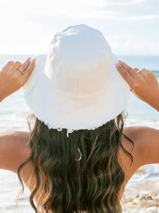 Living for the Weekend Frayed Edge Canvas Bucket Hat