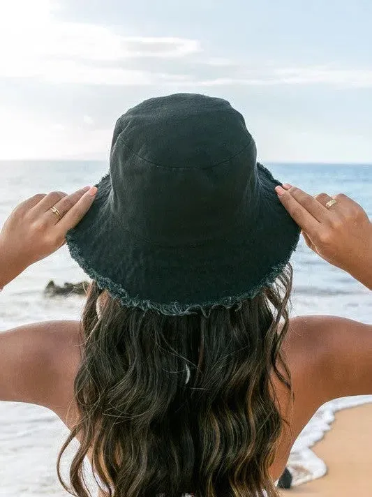 Living for the Weekend Frayed Edge Canvas Bucket Hat