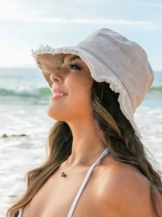 Living for the Weekend Frayed Edge Canvas Bucket Hat