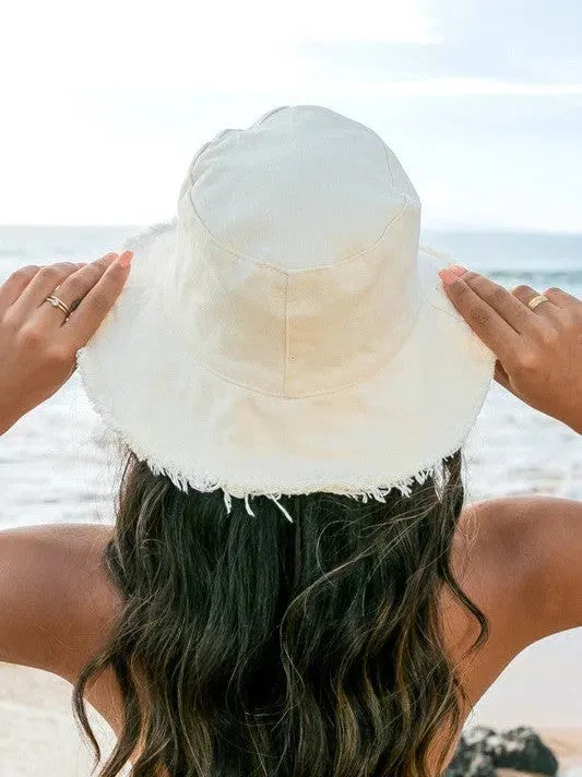 Living for the Weekend Frayed Edge Canvas Bucket Hat
