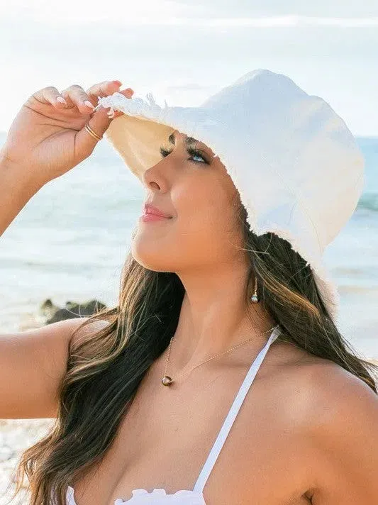Living for the Weekend Frayed Edge Canvas Bucket Hat