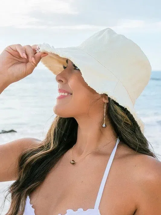 Living for the Weekend Frayed Edge Canvas Bucket Hat