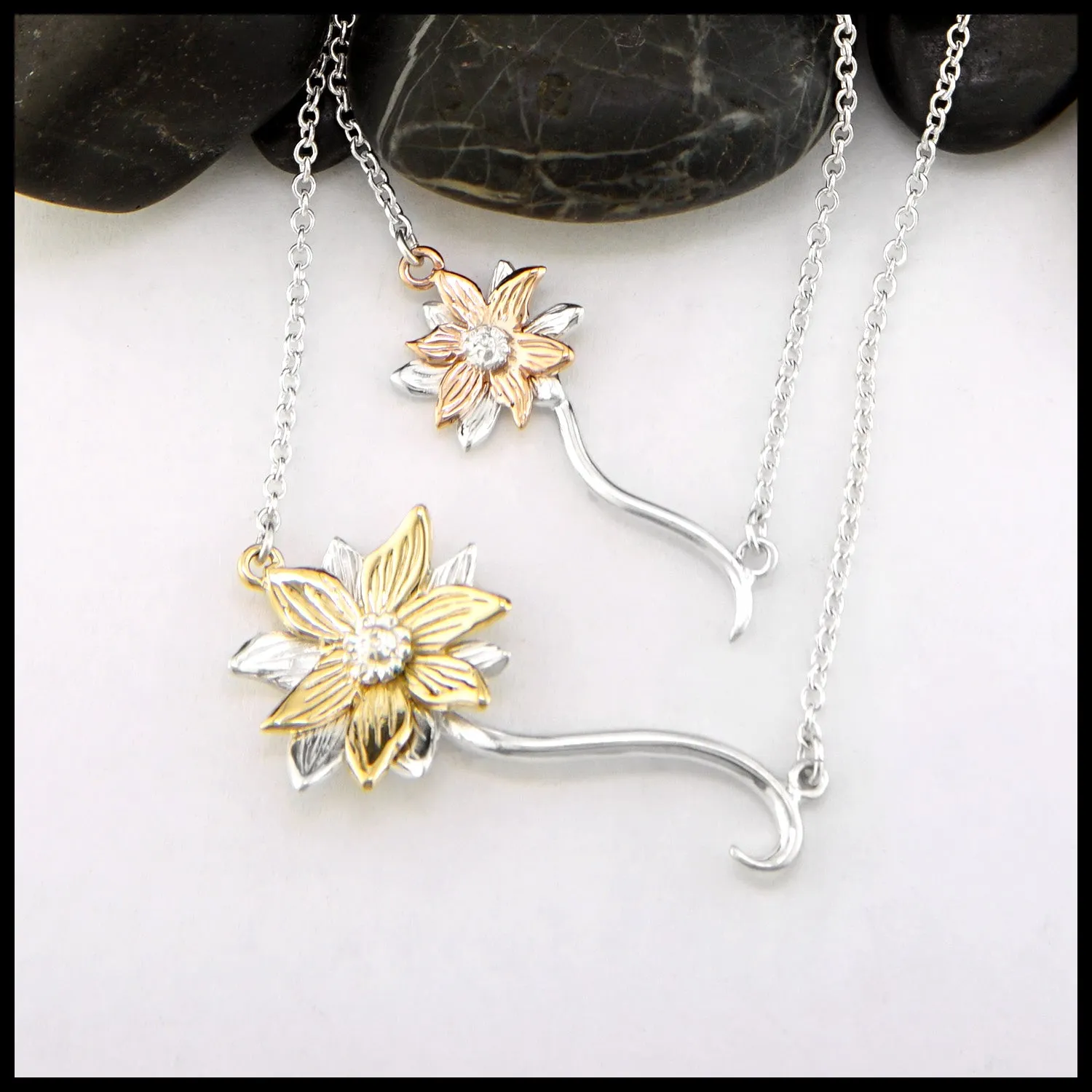 Lotus Pendant in Sterling Silver and Gold