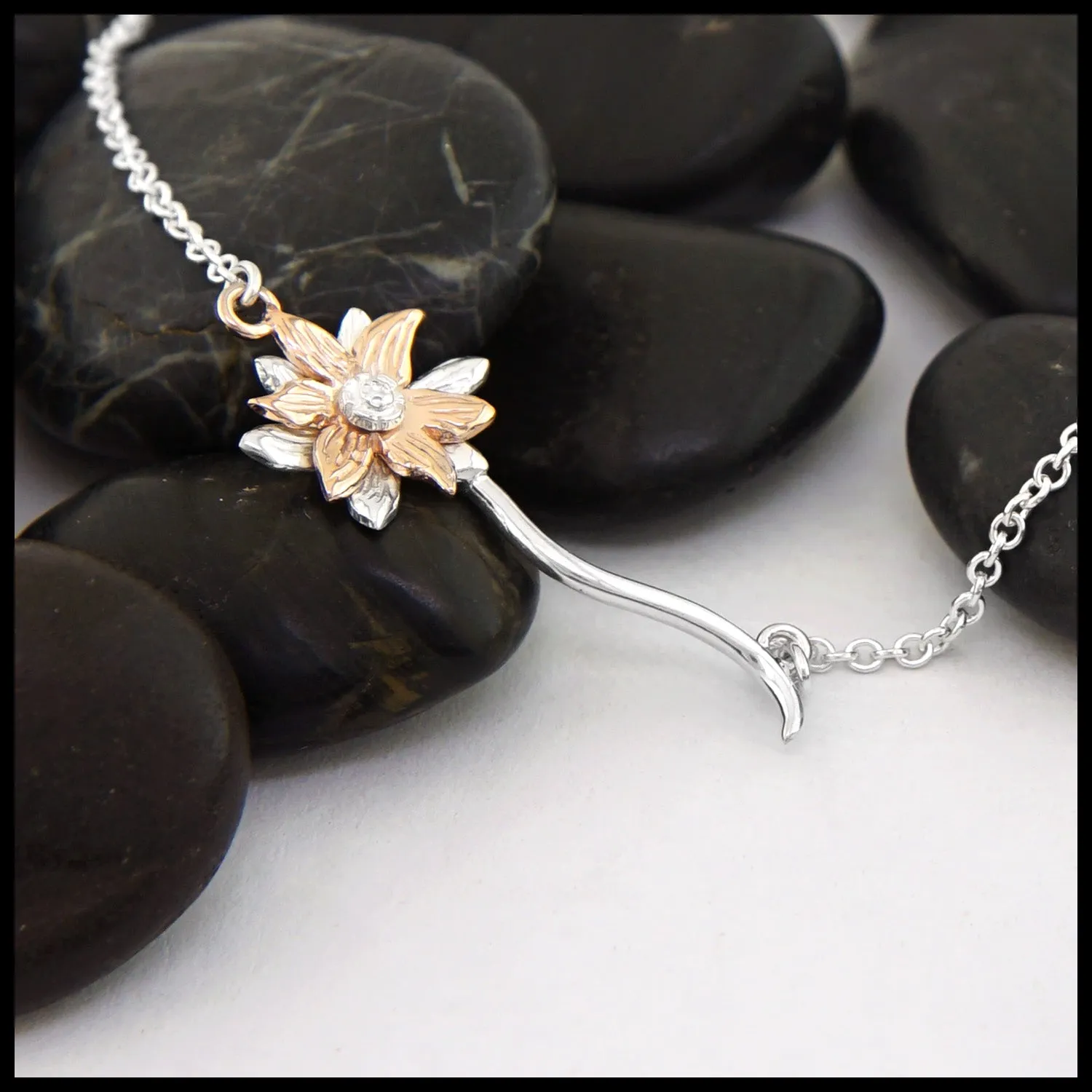 Lotus Pendant in Sterling Silver and Gold