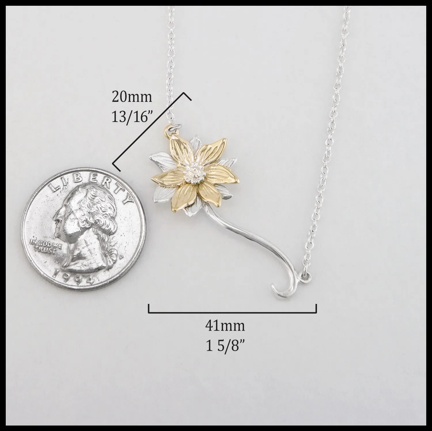 Lotus Pendant in Sterling Silver and Gold