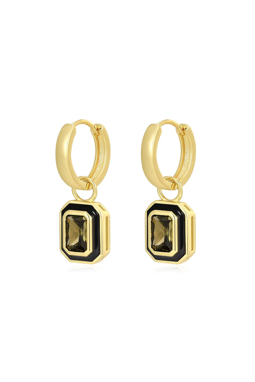 Luv AJ Bezel Huggies in Black/Gold