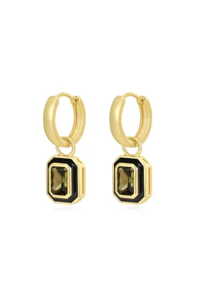Luv AJ Bezel Huggies in Black/Gold