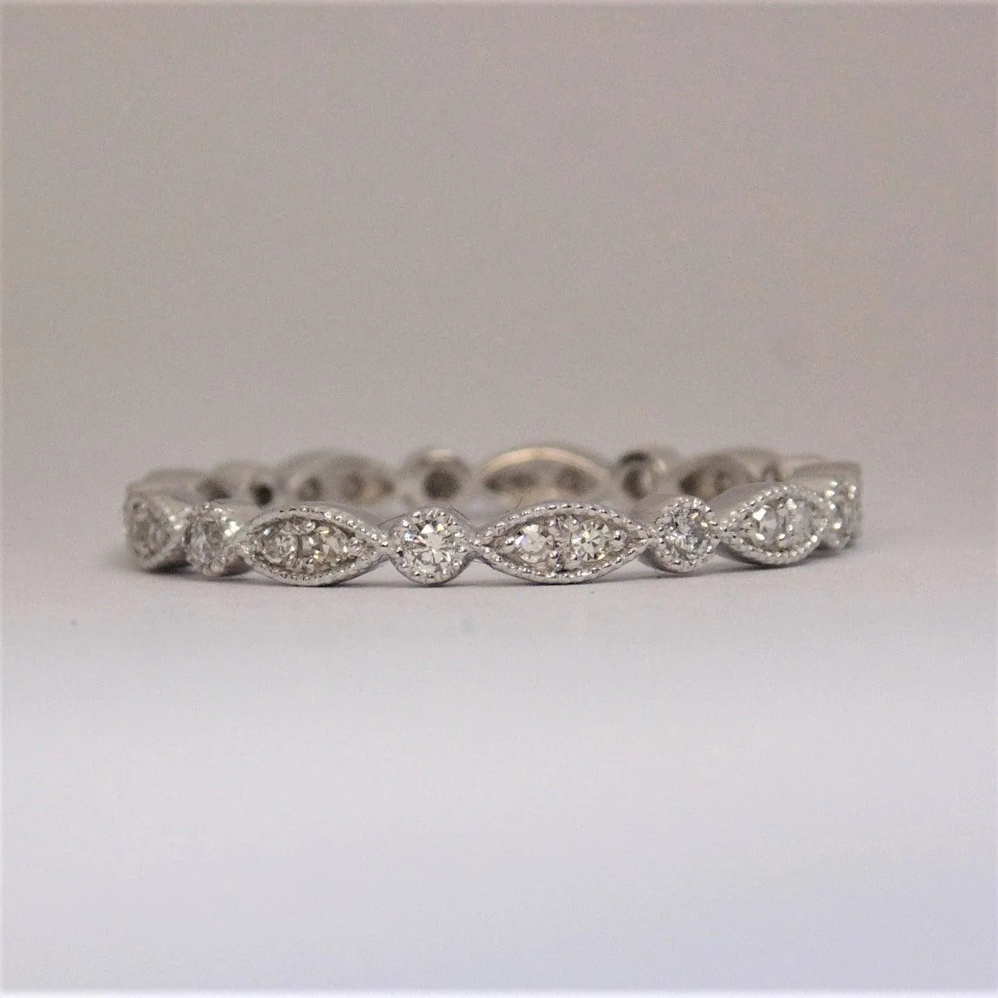 Milgrain Marquise and Dot Diamond Eternity Ring