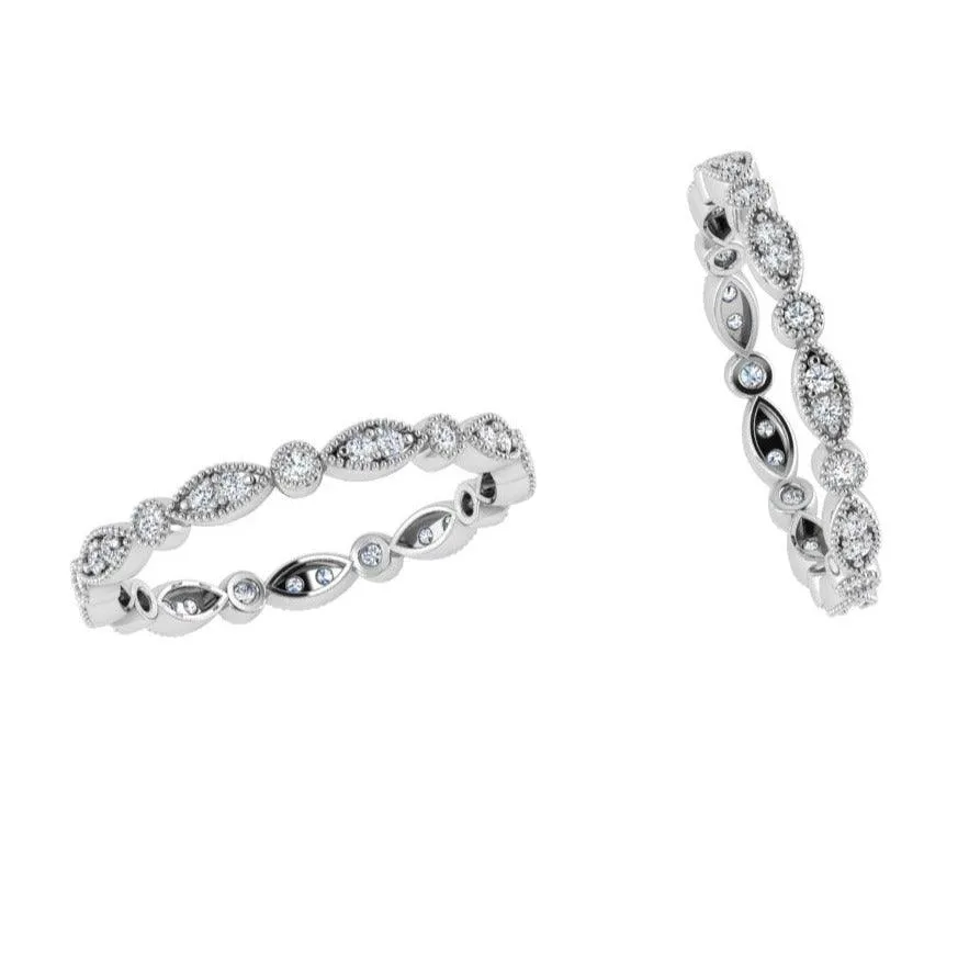Milgrain Marquise and Dot Diamond Eternity Ring