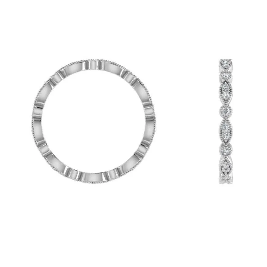 Milgrain Marquise and Dot Diamond Eternity Ring