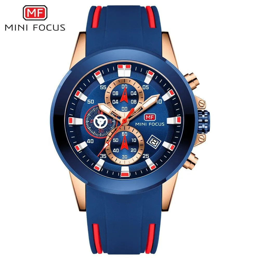 MINI FOCUS Chronograph Mens Watches Brand Luxury Casual Sport Date Quartz Silicone Wristwatches Waterproof Men&#39;s Wrist watch Man
