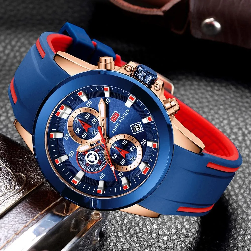 MINI FOCUS Chronograph Mens Watches Brand Luxury Casual Sport Date Quartz Silicone Wristwatches Waterproof Men&#39;s Wrist watch Man